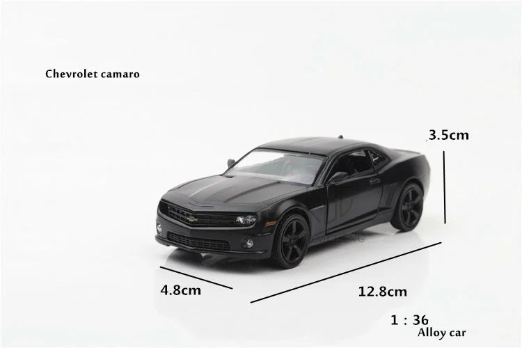 Chevrolet Camaro Alloy Diecast Car Model Toy, Carros puxados para trás, Presentes de aniversário para crianças, Coleções adultas, 2 Portas, 1:36