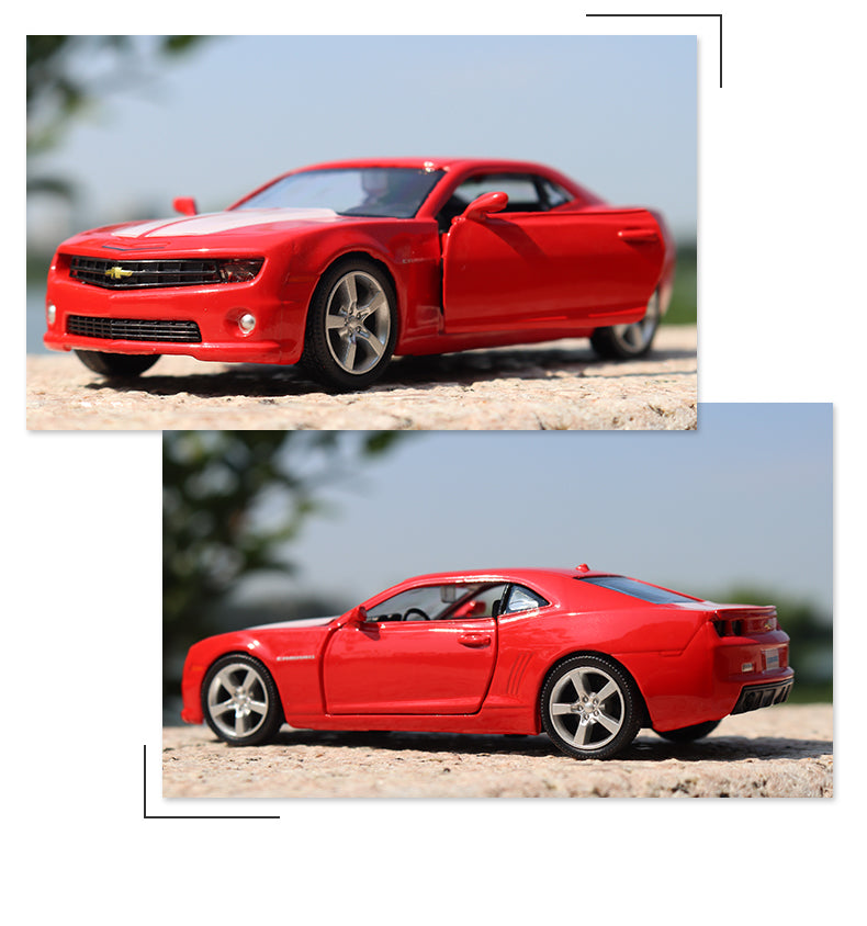 Chevrolet Camaro Alloy Diecast Car Model Toy, Carros puxados para trás, Presentes de aniversário para crianças, Coleções adultas, 2 Portas, 1:36