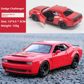 Dodge Charger Alloy Sports Car Model, 1:32 Simulação, Luz e Som, Puxar, Carro de luxo, Brinquedo para Crianças, Ornamentos