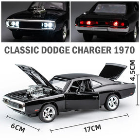 Dodge Charger Alloy Sports Car Model, 1:32 Simulação, Luz e Som, Puxar, Carro de luxo, Brinquedo para Crianças, Ornamentos