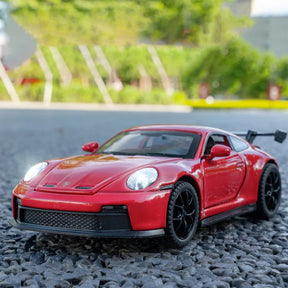 1:32 911 GT3 RS, modelo de carro esportivo, carro de corrida de metal diecast, modelo de alta simulação de som, luz de brinquedo para crianças, presente de menino