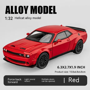 Dodge Challenger Hellcat Carro de brinquedo para escala 1: 32 Carros Metel fundidos Brinquedo puxar para trás Carros modelo Hellcat com som e luz Hellc