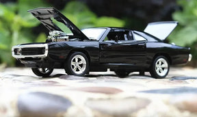 Dodge Charger Alloy Sports Car Model, 1:32 Simulação, Luz e Som, Puxar, Carro de luxo, Brinquedo para Crianças, Ornamentos