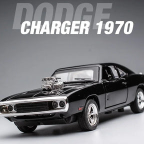 Dodge Charger Alloy Sports Car Model, 1:32 Simulação, Luz e Som, Puxar, Carro de luxo, Brinquedo para Crianças, Ornamentos