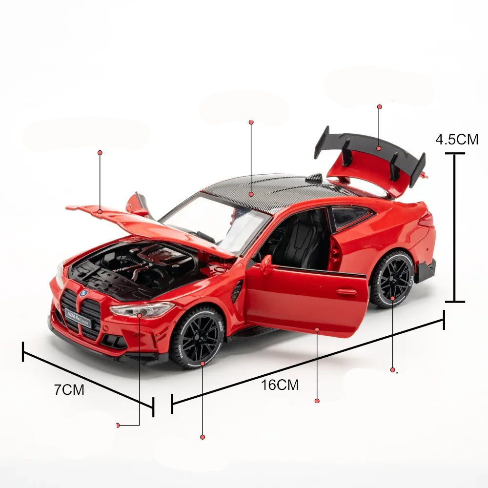 BMW M4 Coupé Liga Modelo de Carro Esportivo, Diecasts & Veículos De Brinquedo, Metal Toy Car Model, Simulação De Som E Luz, Coleção Presente, 1:32