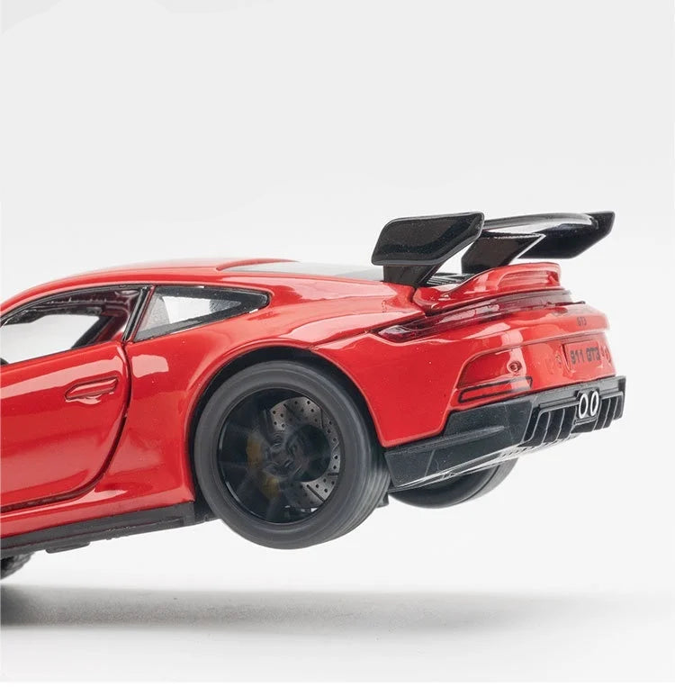 1:32 911 GT3 RS, modelo de carro esportivo, carro de corrida de metal diecast, modelo de alta simulação de som, luz de brinquedo para crianças, presente de menino