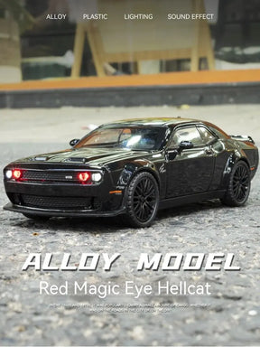 Dodge Challenger Hellcat Carro de brinquedo para escala 1: 32 Carros Metel fundidos Brinquedo puxar para trás Carros modelo Hellcat com som e luz Hellc