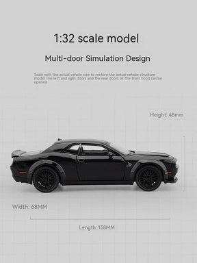 Dodge Challenger Hellcat Carro de brinquedo para escala 1: 32 Carros Metel fundidos Brinquedo puxar para trás Carros modelo Hellcat com som e luz Hellc